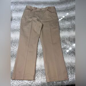 LAUREN RALPH LAUREN VTG Pants Womens 16 Tan Equestrian Western Faux Leather Trim